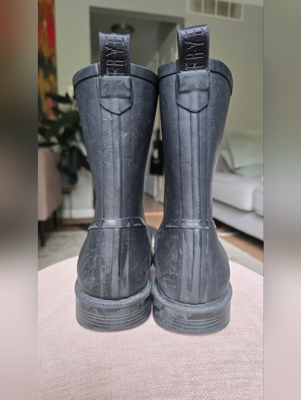 Frye Black Storm Rain Booties Size 8M Waterproof Side Zip Rubber Boots - Picture 5 of 7